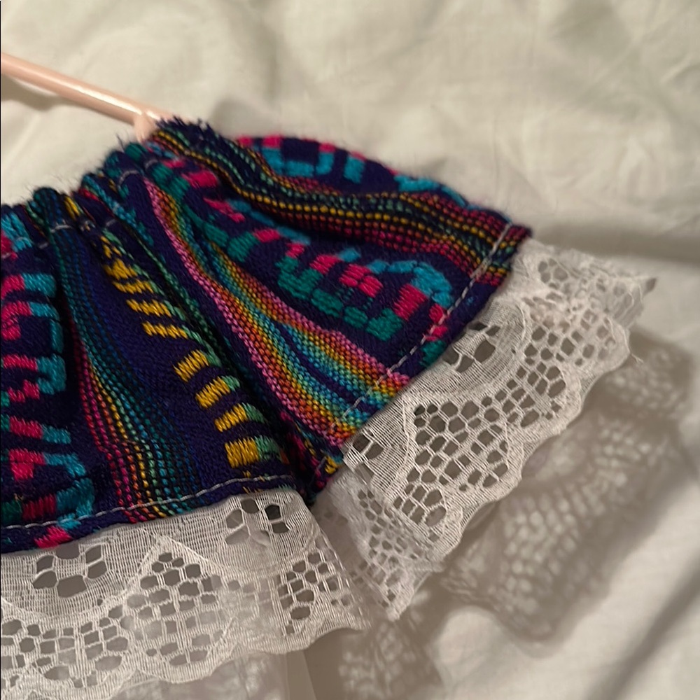 Colorful Ruffled Baby Dress with Lace - Picture 7 of 9